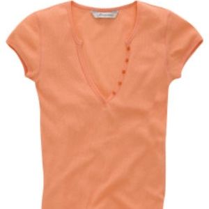 AEROPOSTALE Coral Pink Tuck Rib V-Neck Top XS